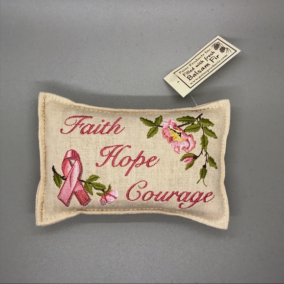 4x6” Breast Cancer “Faith Hope Courage” balsam filled pillow - Picture 3 of 5